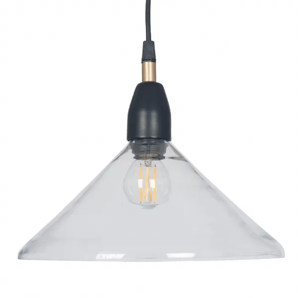 Black and Clear Glass Cone Pendant Ceiling Light