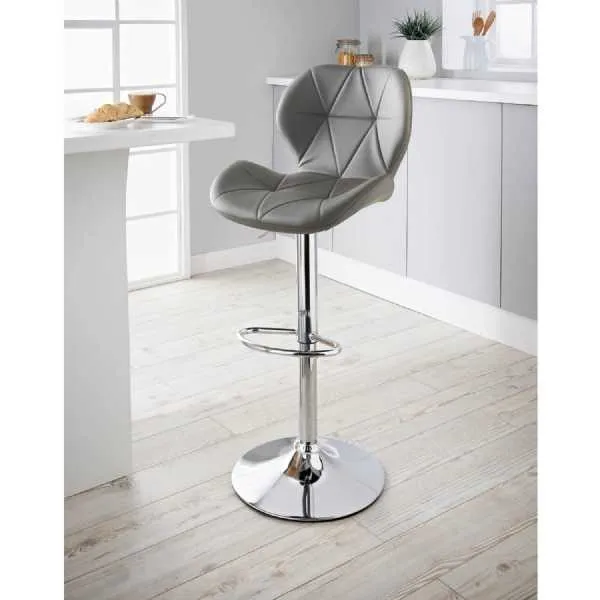 Norsk Bar Stool Faux Leather Grey