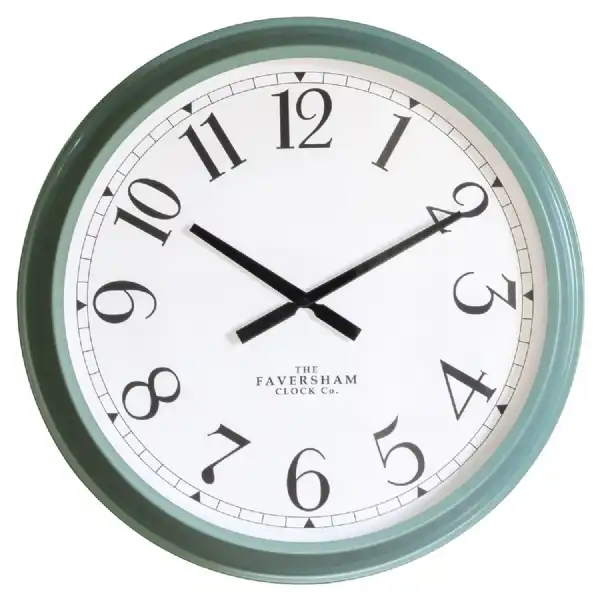 Retro White Dial Teal Green Large Round Wall Clock 68cm