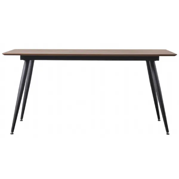 Walnut Top Dining Table 4 to 6 Seater Black Metal Legs