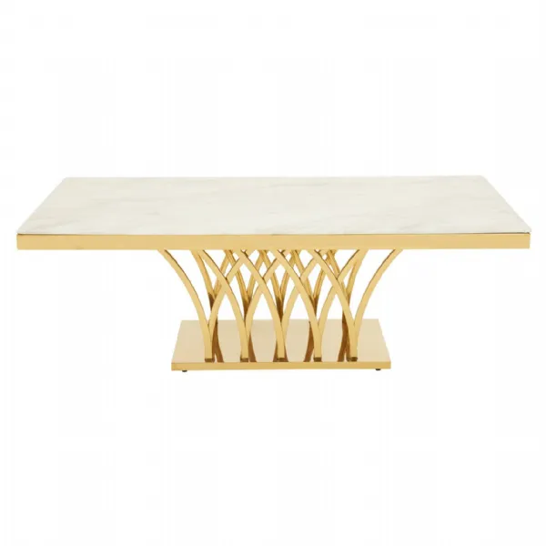 Arenza White Marble And Titan Gold Coffee Table