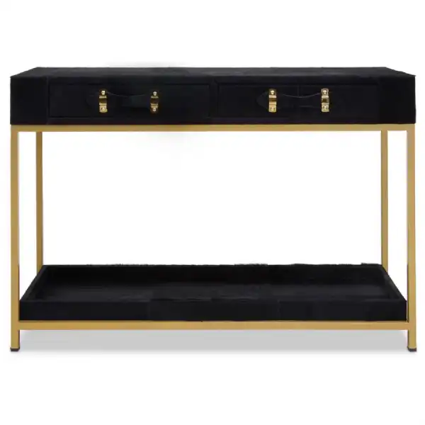 Kensington Townhouse Hair on Hide Black and Gold Console Table