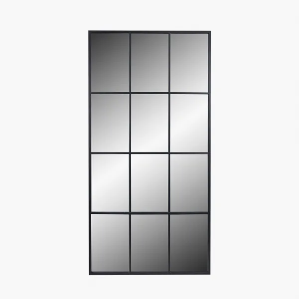 Large Dark Grey Metal Floor Standing Window Mirror