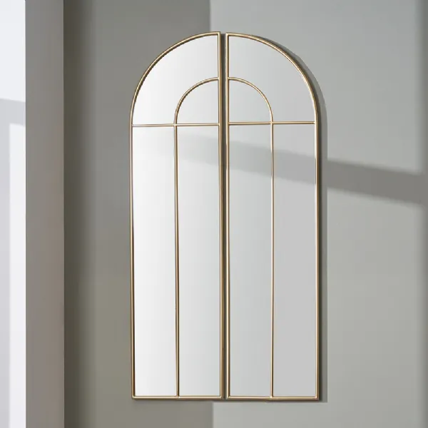 Gold Metal Arch 2 Half Section Wall Mirror
