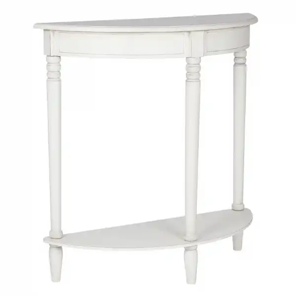White Distressed Painted Half Moon Console Table