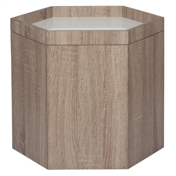 Small Natural and White Wood Hexagonal Storage Box