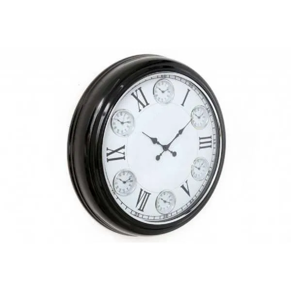 65Cm Glossy Black Multi Dial Clock