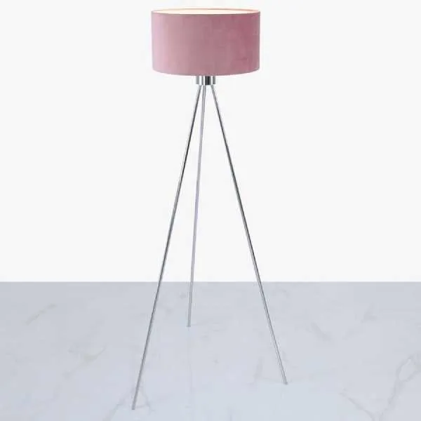 Tripod Lamp Pink Velvet 159cm