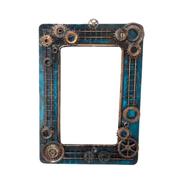 Upcycled Lighting And Furniture Reclaimed Iron Steampunk Theme Wall Mirror 1 75cm