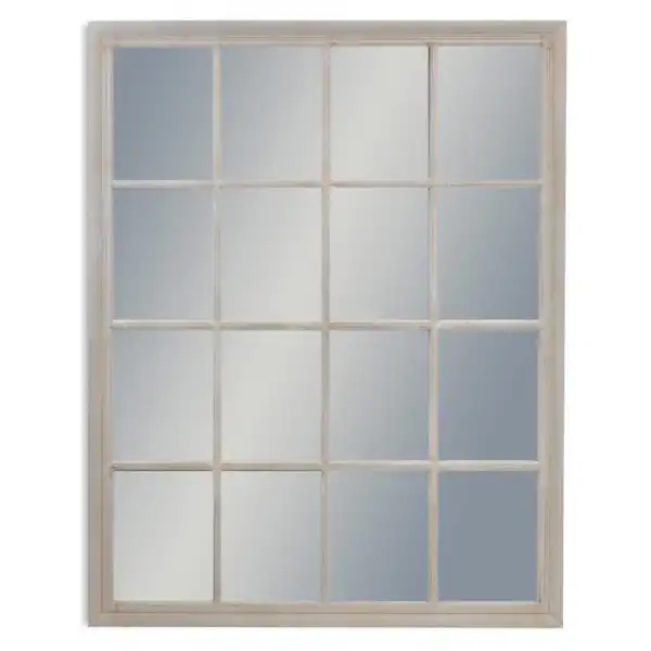 Grey French Style Rectangular Window Wall Mirror
