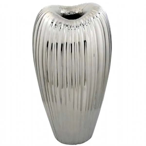 51.5cm Ribbed Vase Silver Lustre