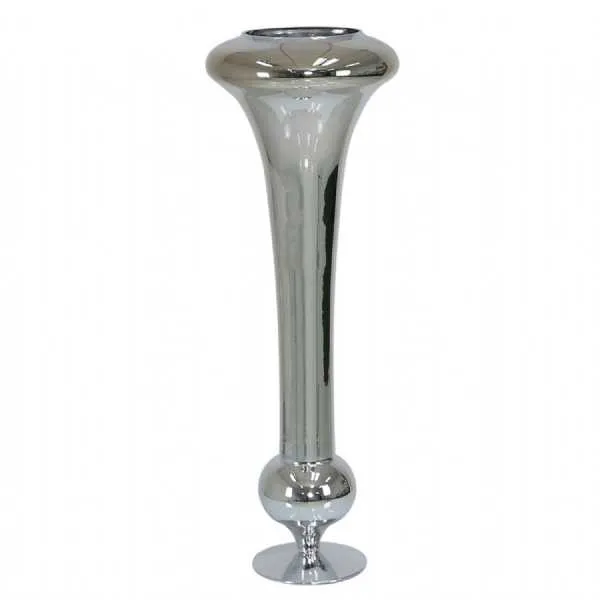 81.5cm Fluted Glass Vase Silver