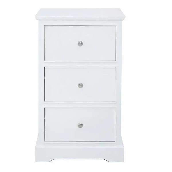 Delia 3 Drawer Bedside Cabinet White