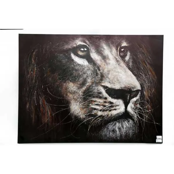 120X90Cm Lionface Black Background Canvas