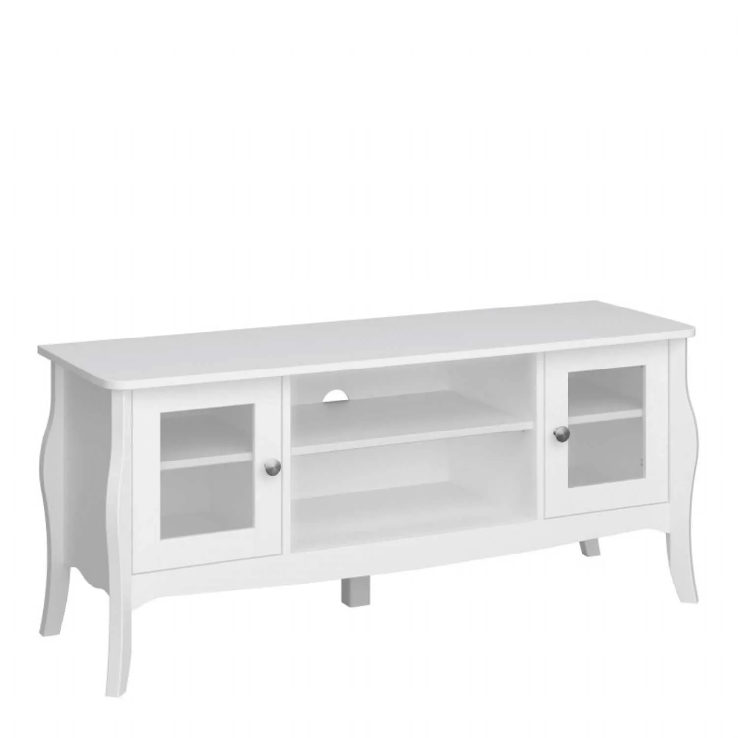 TV Table (Narrow) 2 Dr 2 Shelves White
