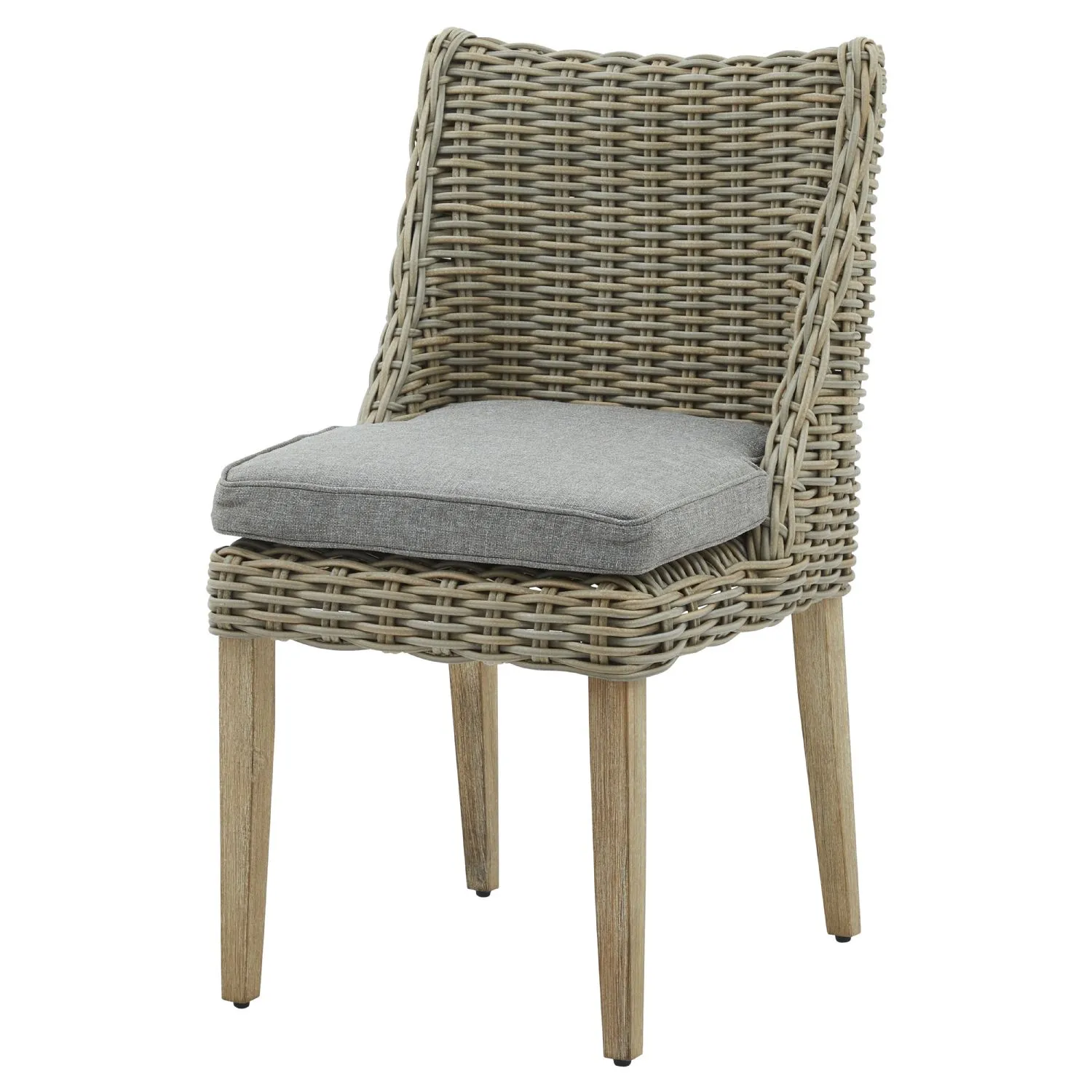 Beige Rattan Outdoor Round Dining Chair