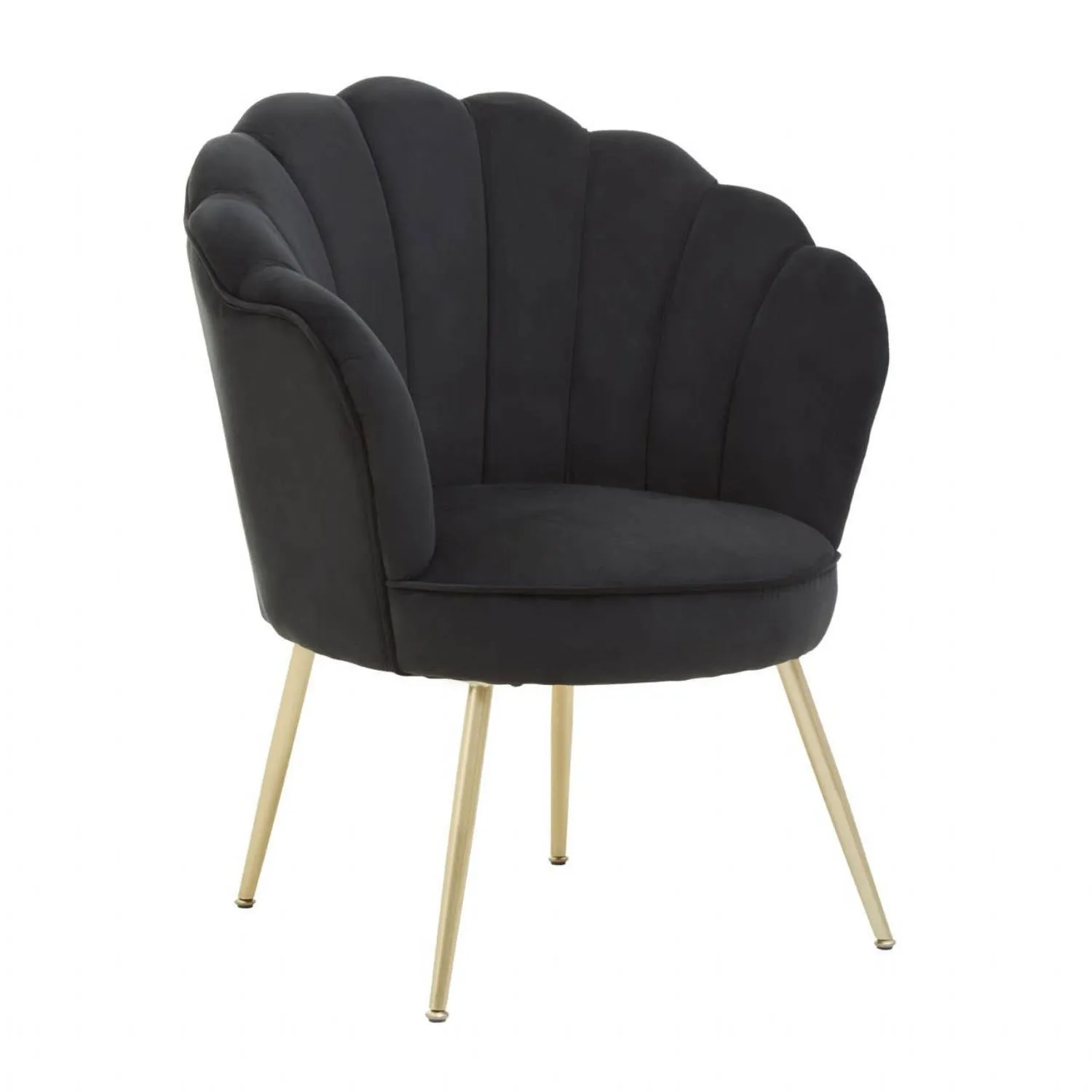 Ovala Black Velvet Scalloped Chair