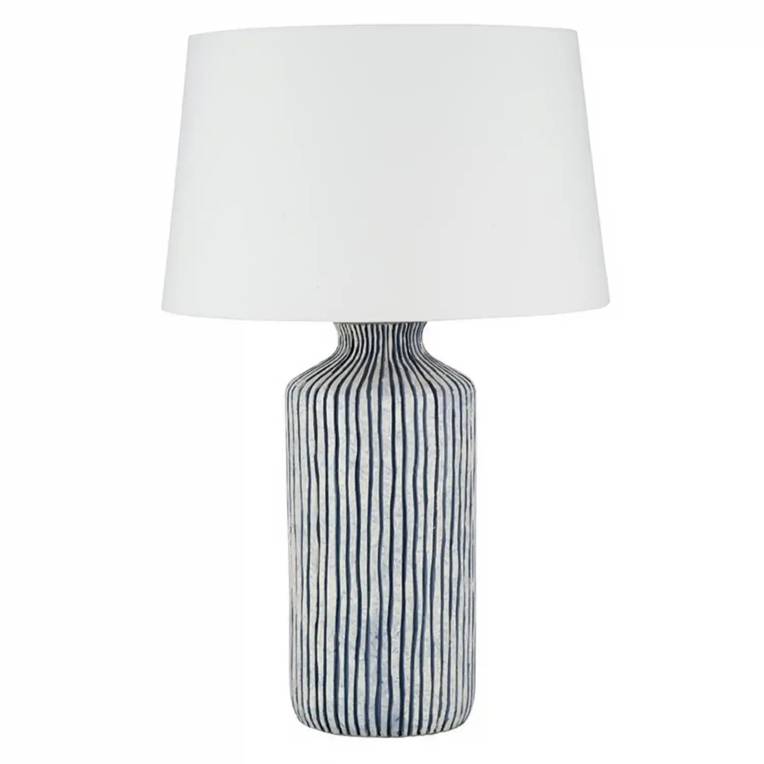 Blue and White Stripe Stoneware Table Lamp