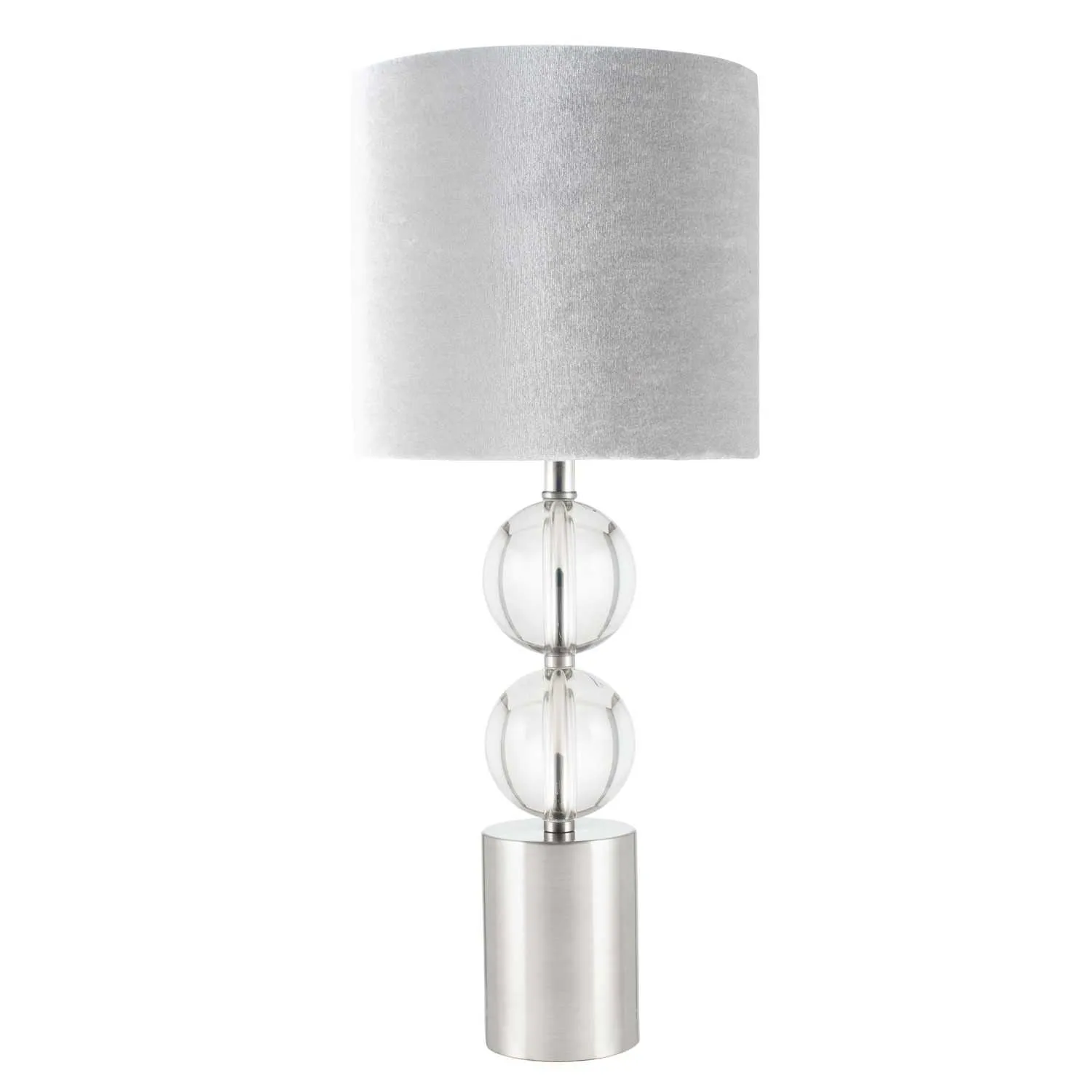 Brushed Silver and Clear Glass Table Lamp