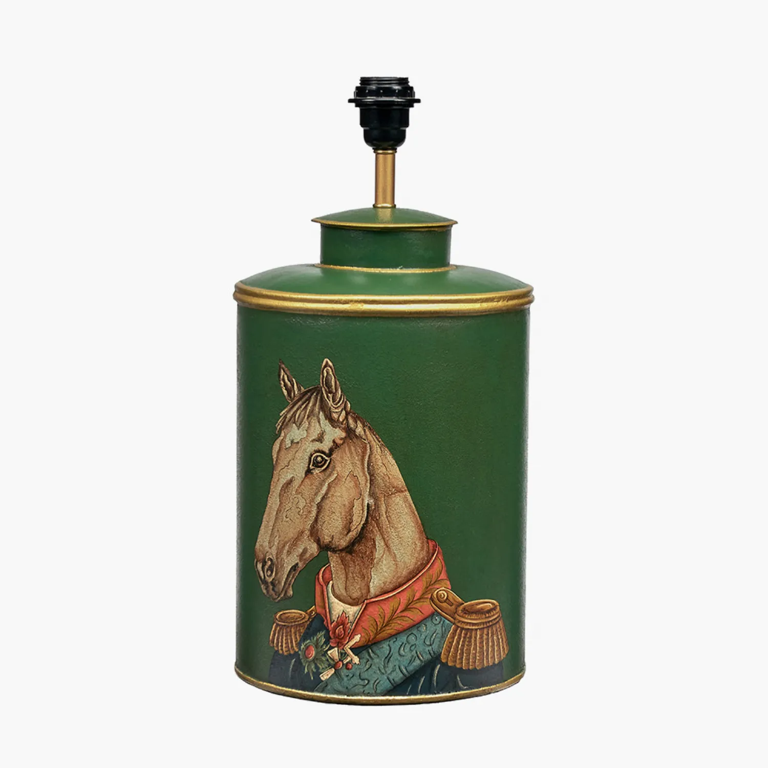 Horse Green Hand Painted Metal Table Lamp Base Only