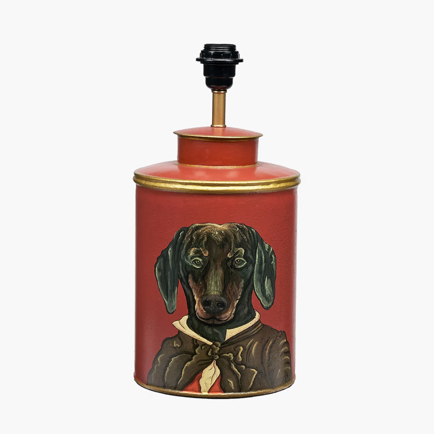 Dachshund Red Hand Painted Metal Table Lamp Base Only