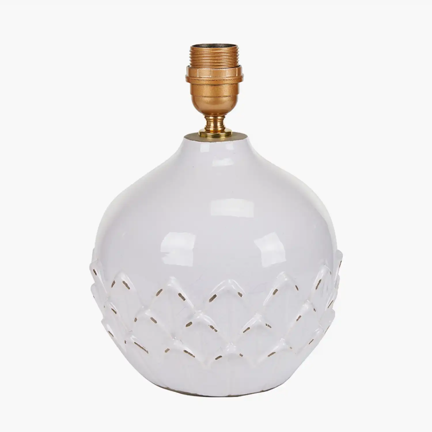 White Leaf Detail Smal Stoneware Table Lamp