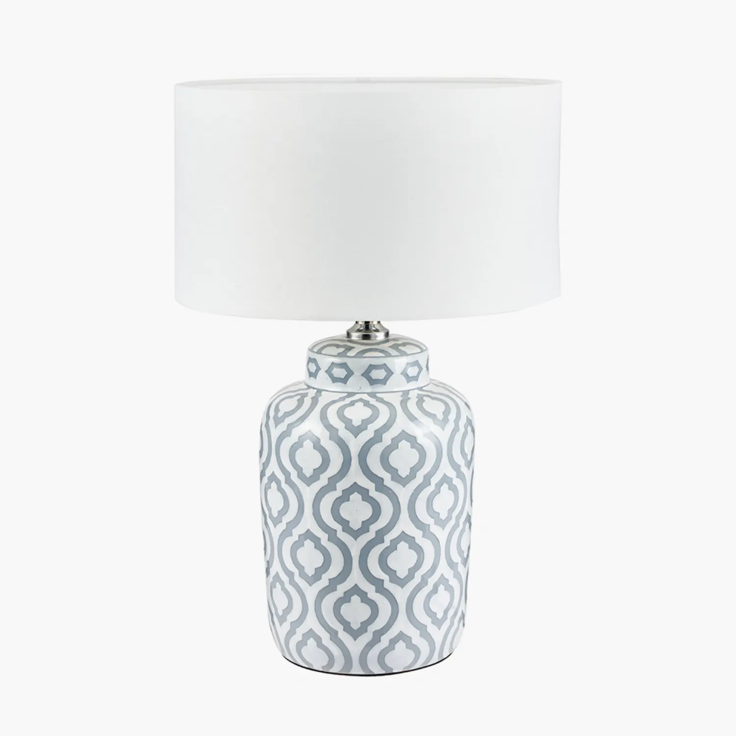 Grey and White Pattern Ceramic Desk Table Lamp