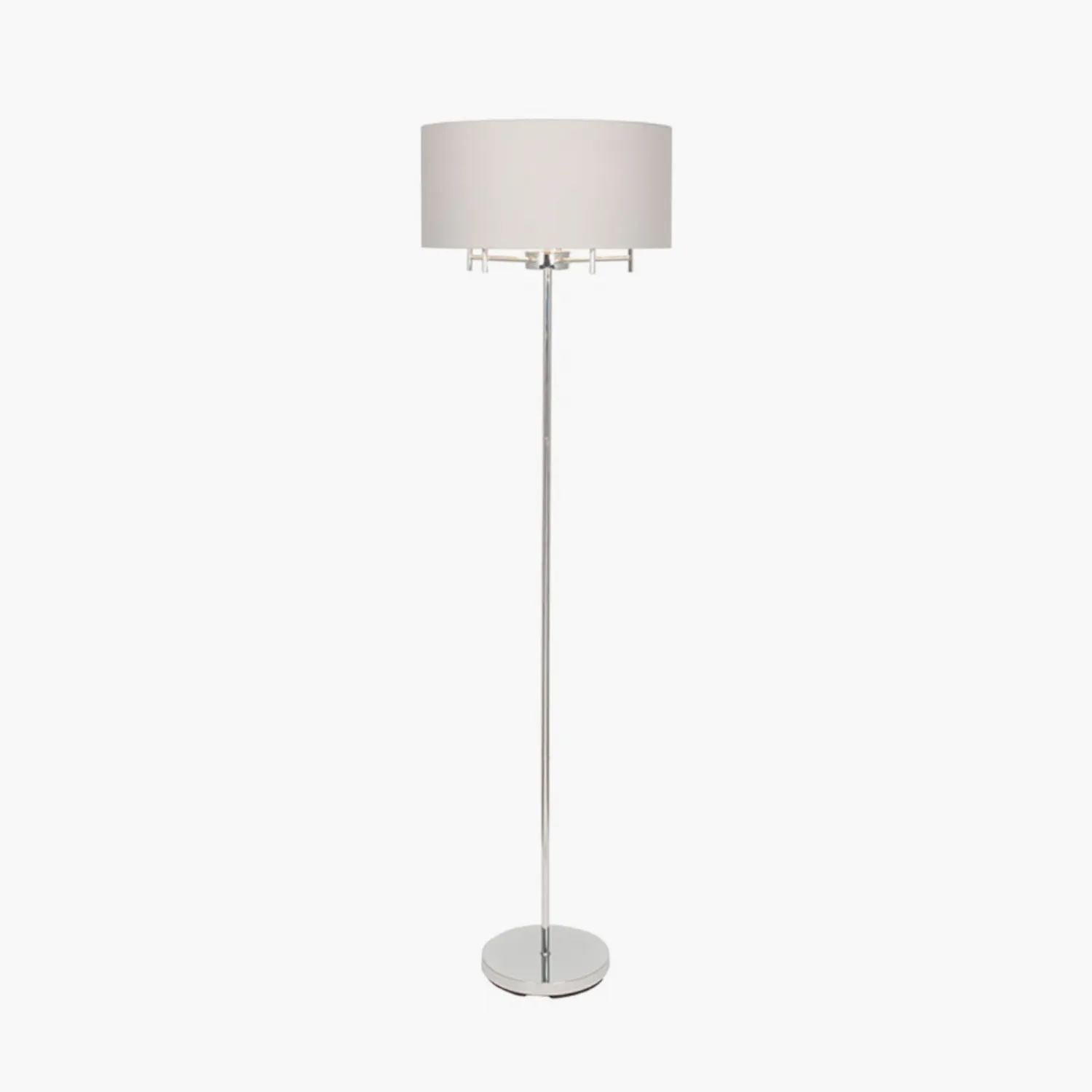 Silver Metal 5 Light Floor Lamp with Grey Shade
