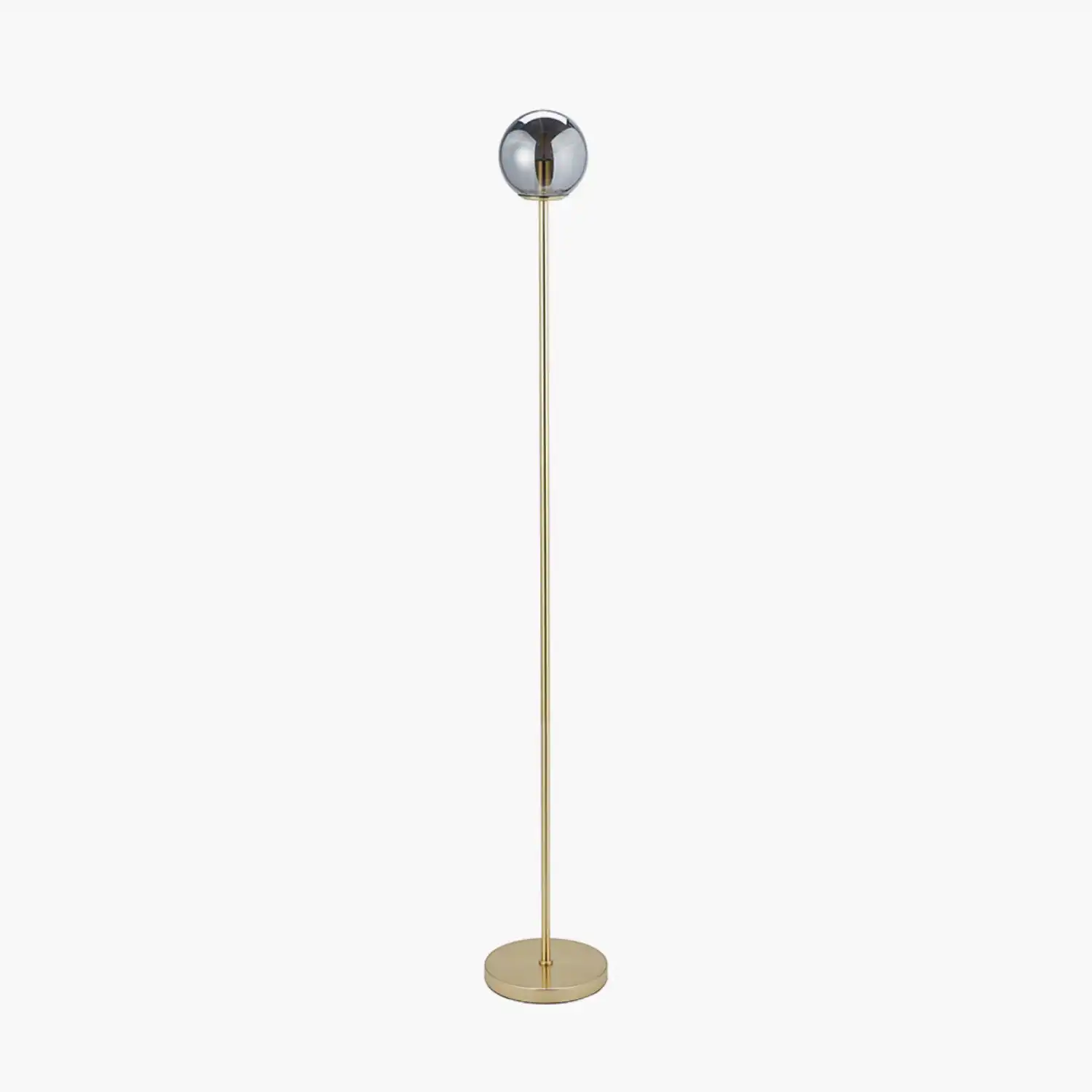 Smoked Glass Orb and Gold Metal Floor Lamp