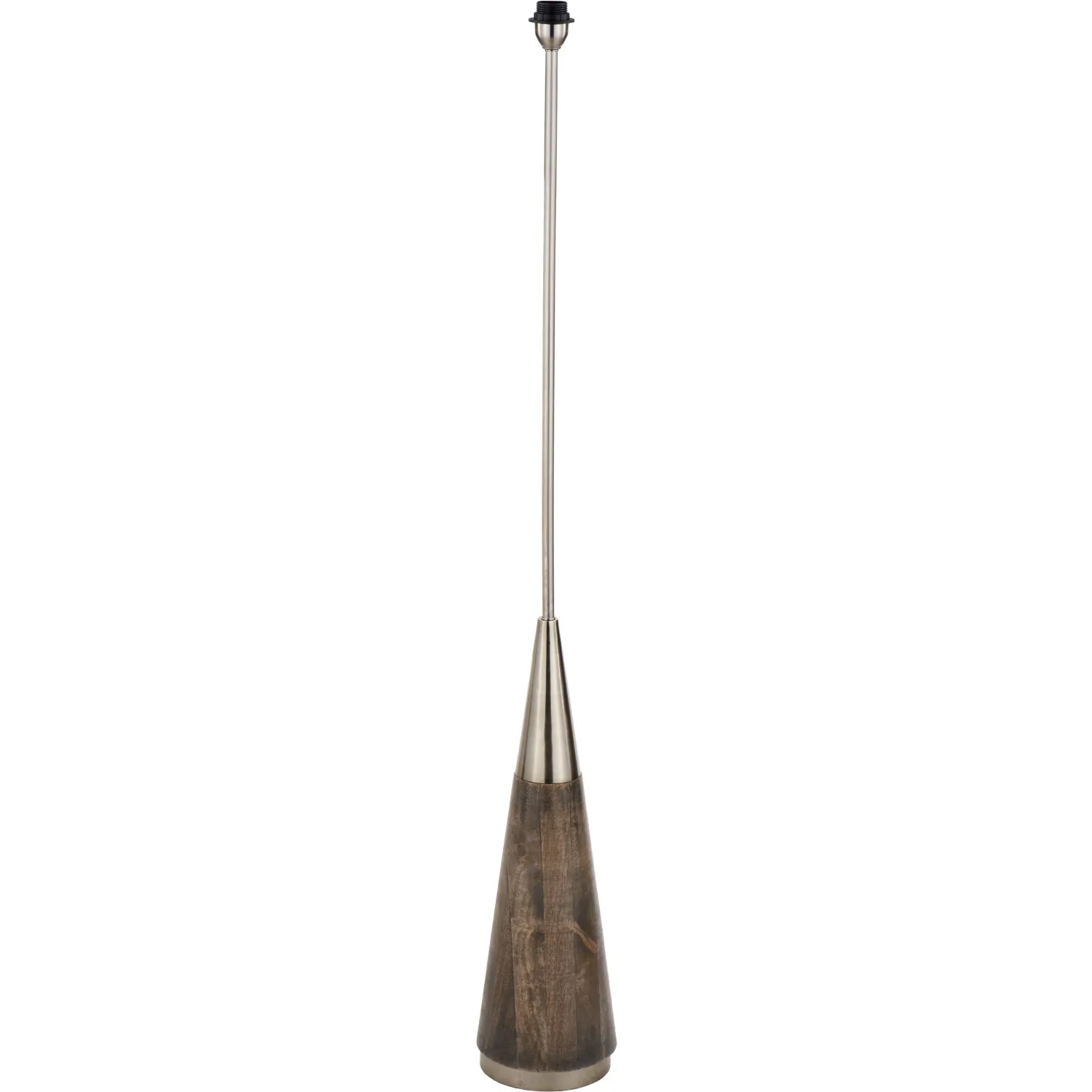 Brushed Silver and Grey Wash Wood Floor Lamp Base Only