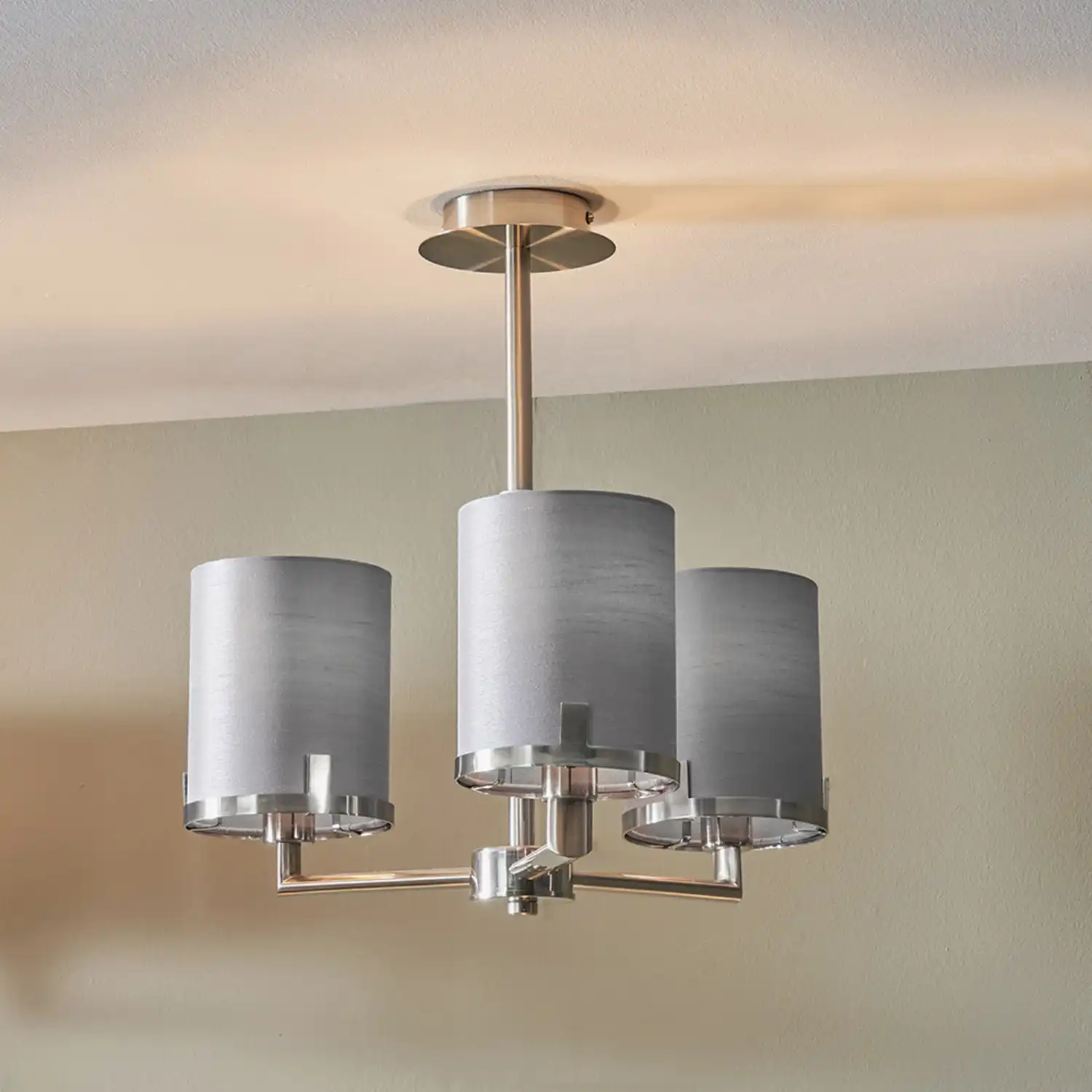 Nickel and Grey Marble 3 Arm Pendant Light
