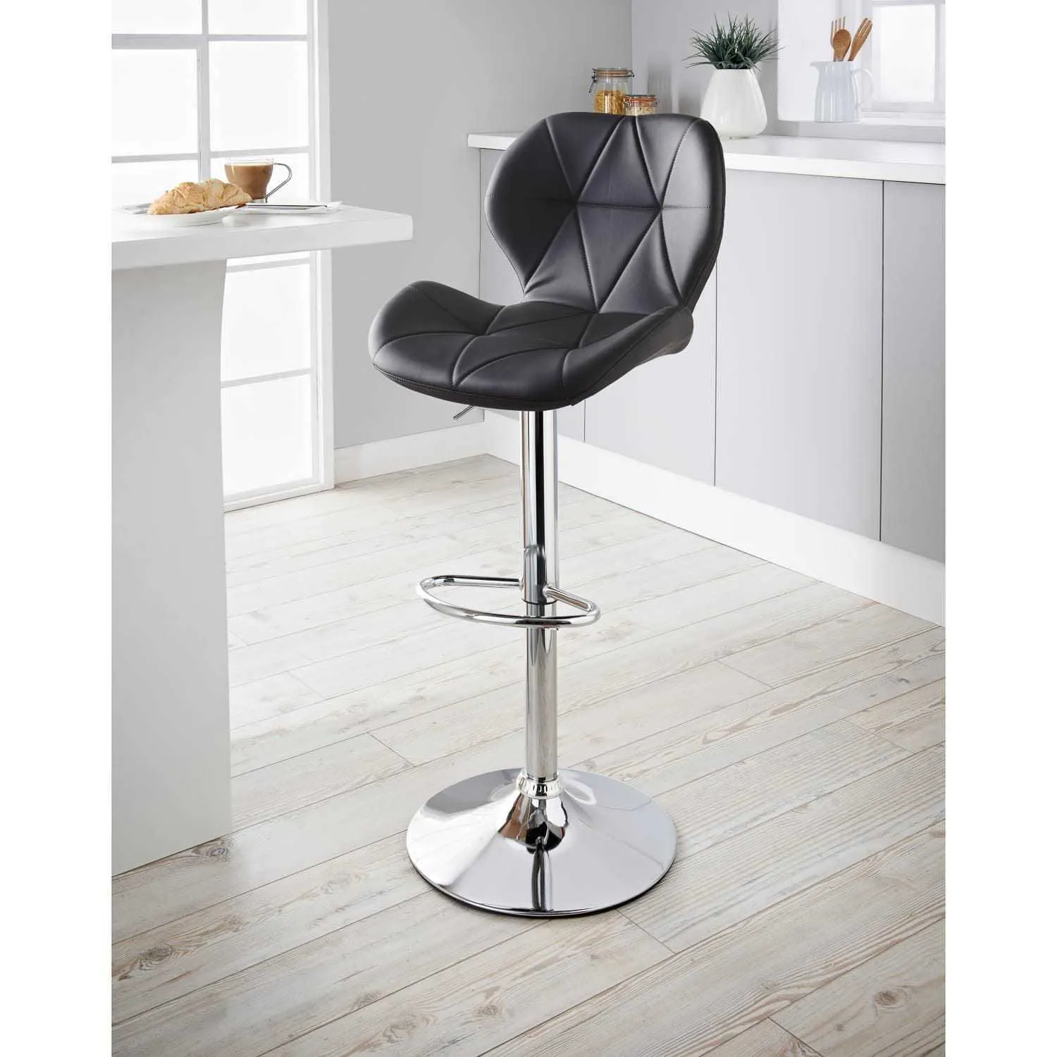 Norsk Black Faux Leather Barstool