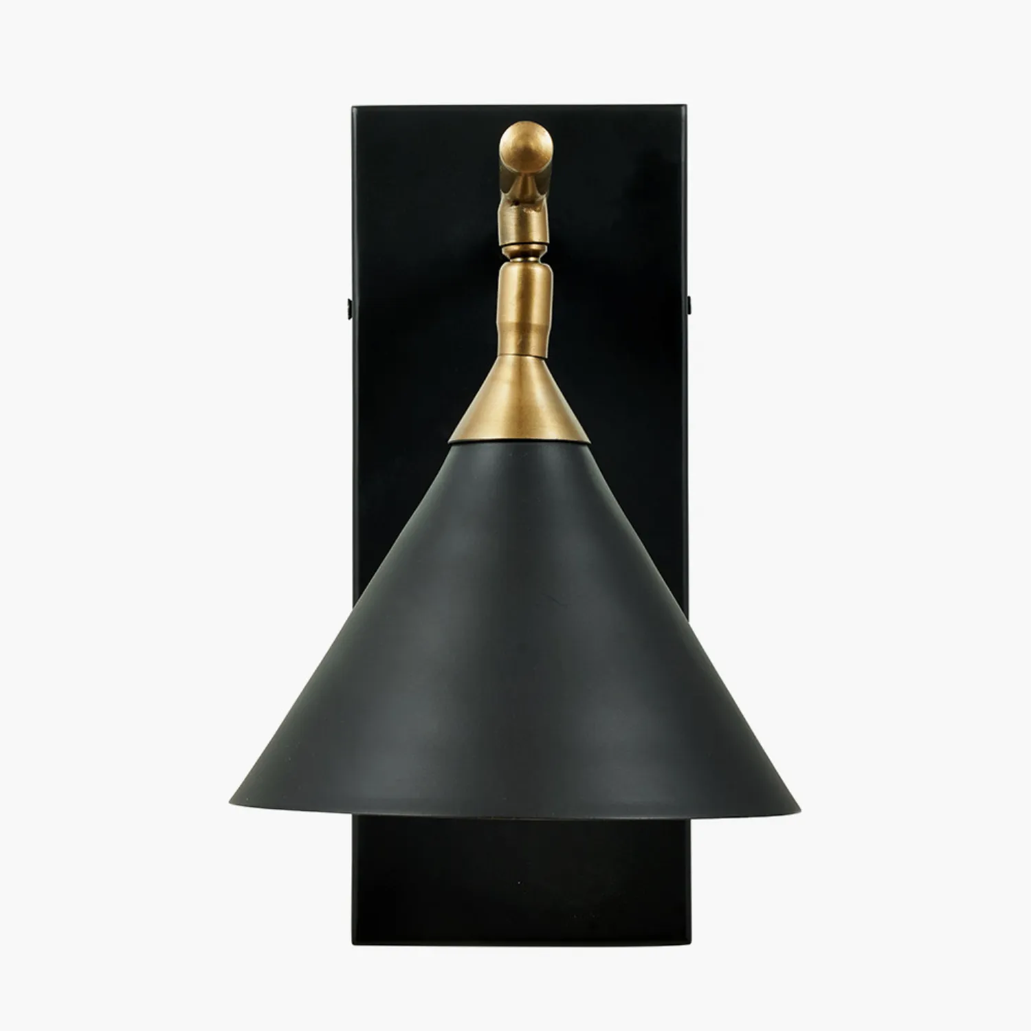 Matt Black and Antique Brass Metal Conical Wall Lamp
