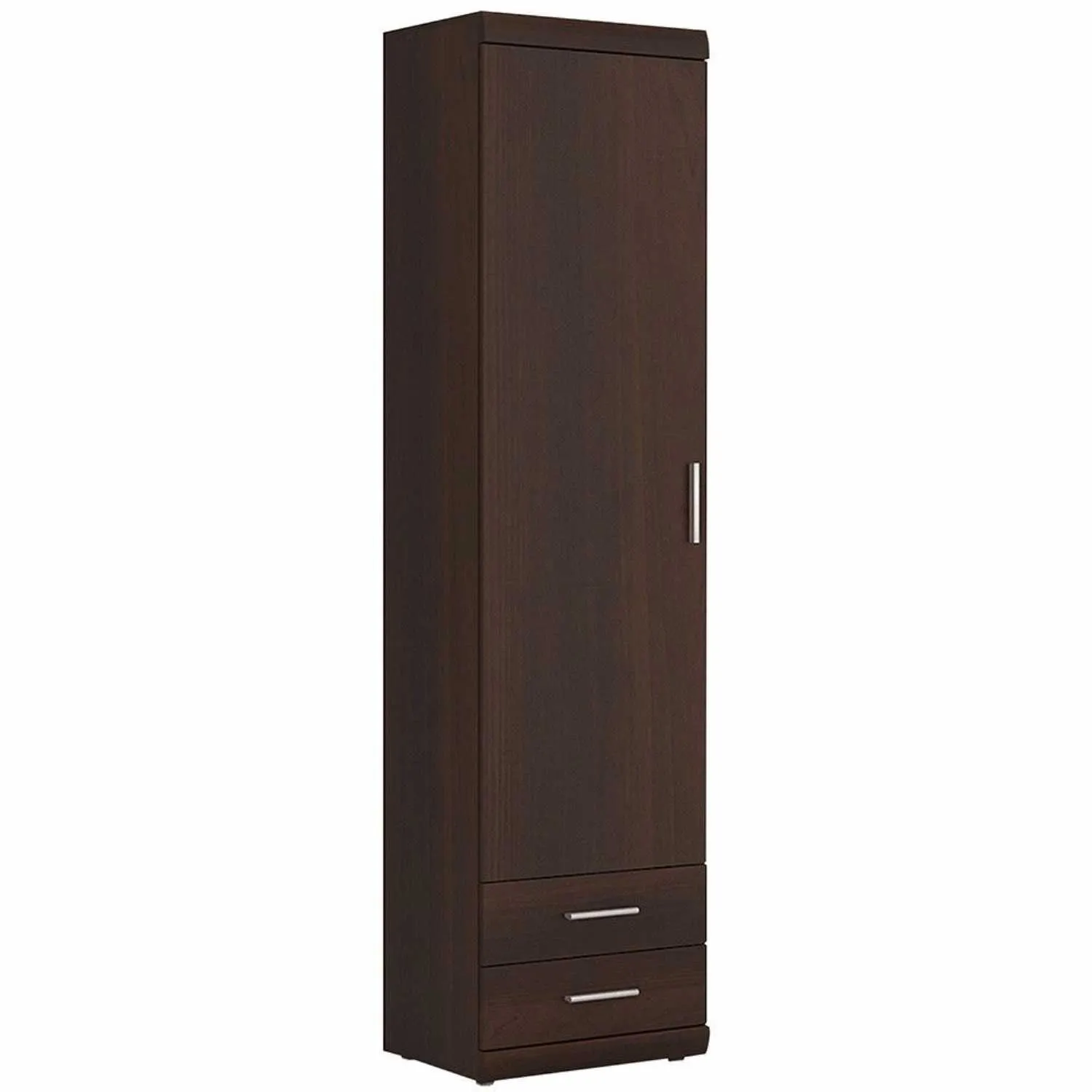 Tall Slim 1 Door 2 Drawer Narrow Storage Cabinet Cupboard Dark Wood Mahogany