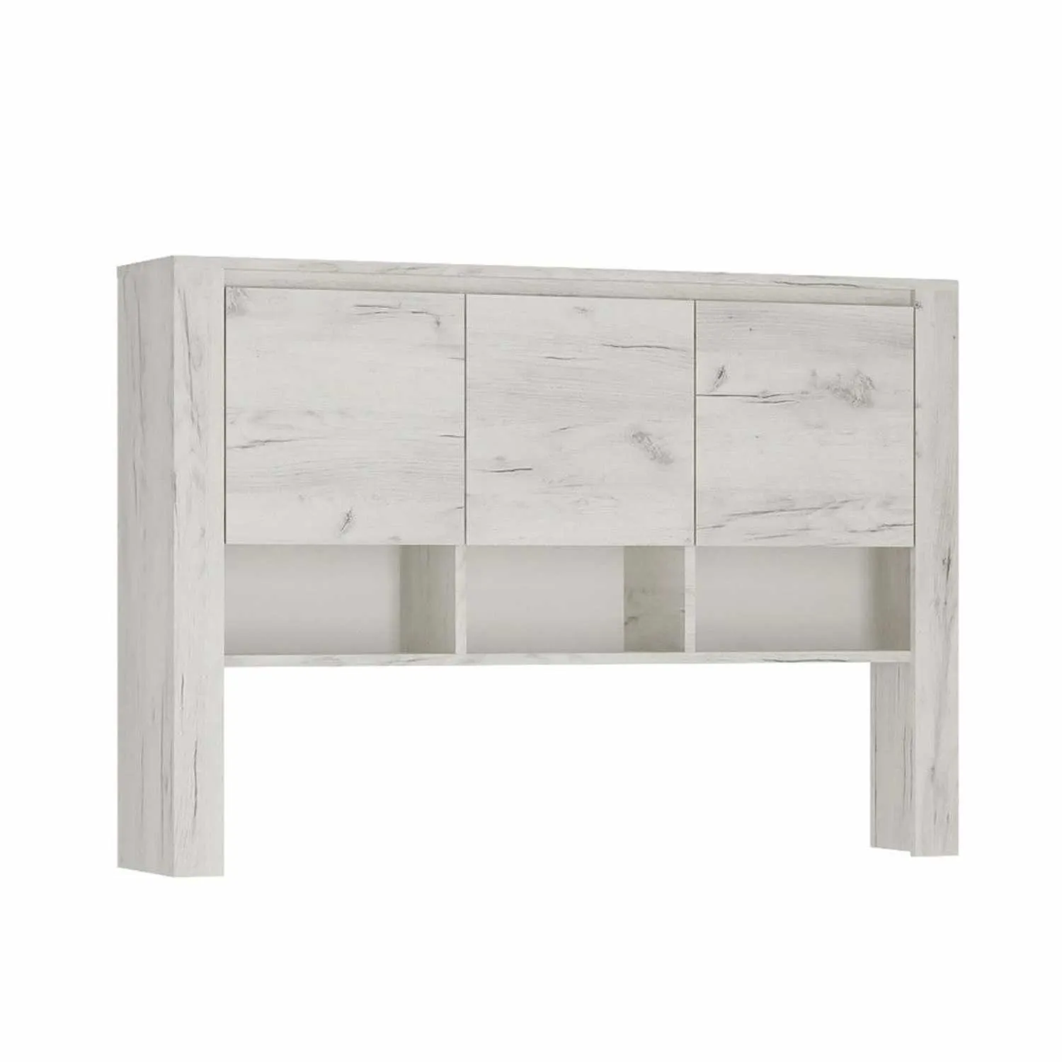 Modern White Crafted Oak Effect Top Unit for Desk 3 Doors 3 Shelves