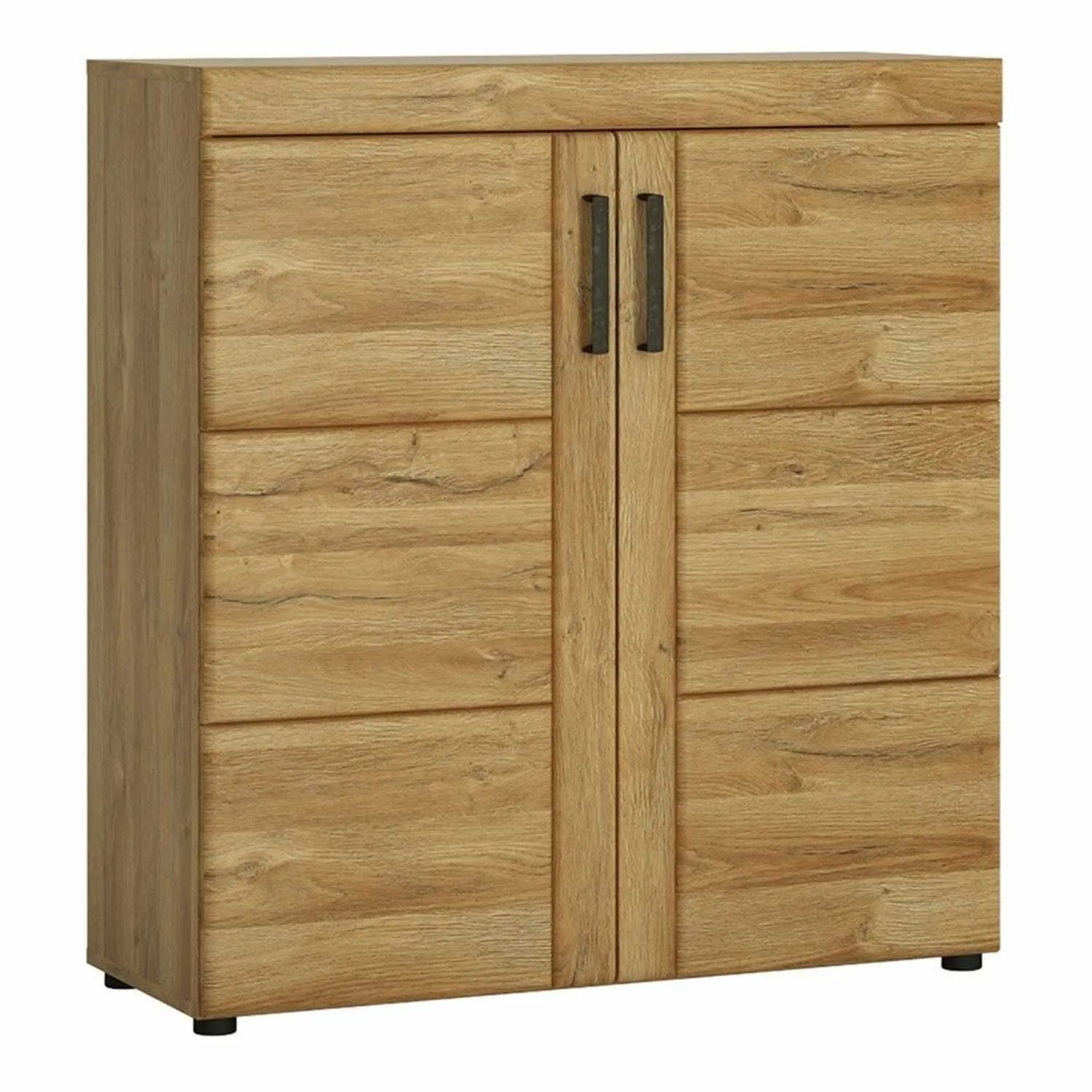 2 Door Shoe Cabinet Cupboard in Medium Oak Finish With 5 Shelves