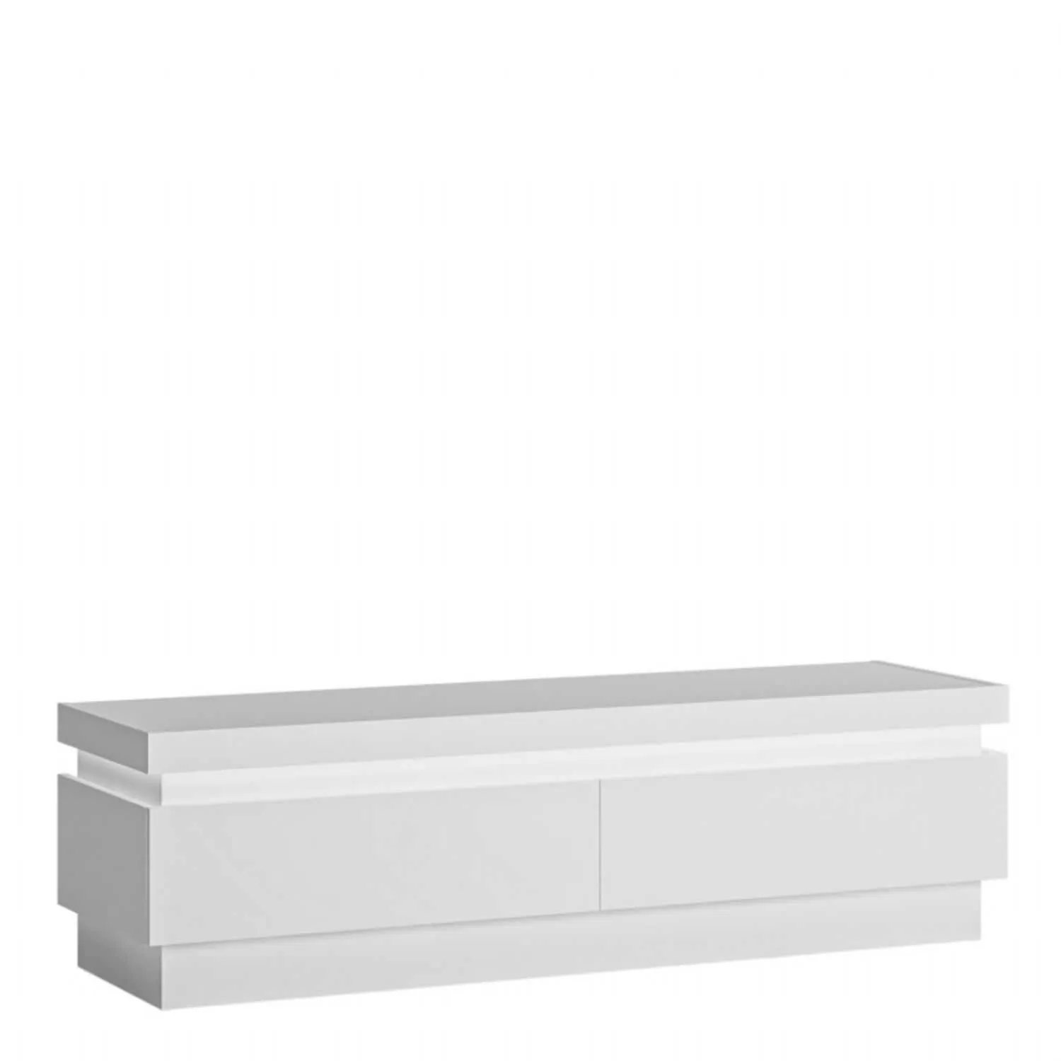 White and High Gloss 2 Drawer TV Cabinet with LED Lighting 41x146cm