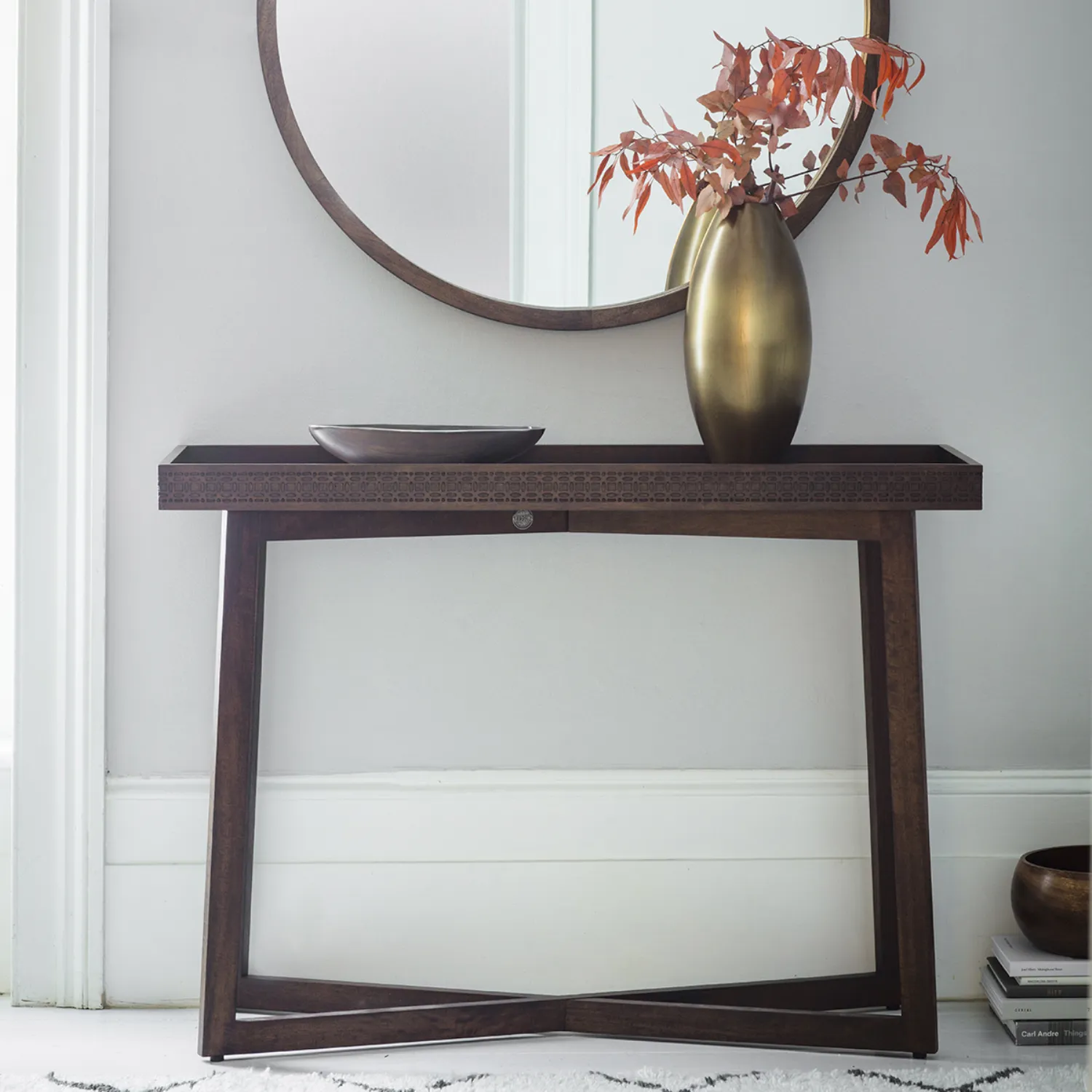 Mixed Timber Rectangular Brown Console Table