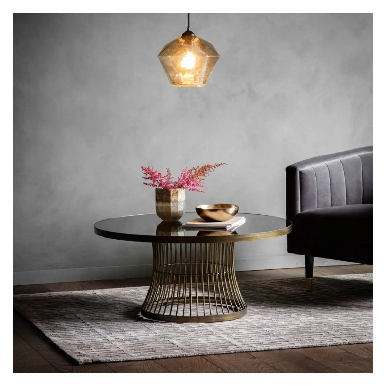 Pimlico Coffee Table 100x60.5 cm glass top bronze metal