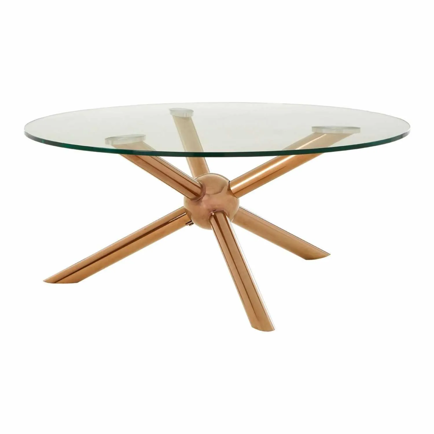 Modern Spoke Design Round Rose Gold Stainless Steel Coffee Table