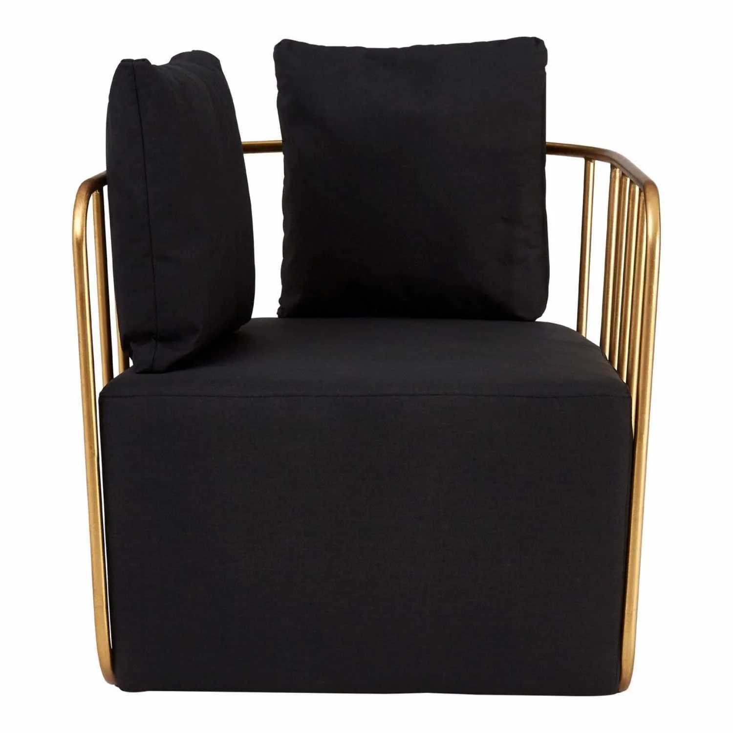 Modern Rosina Black Fabric Gold Finish Metal Cage Designed Chair