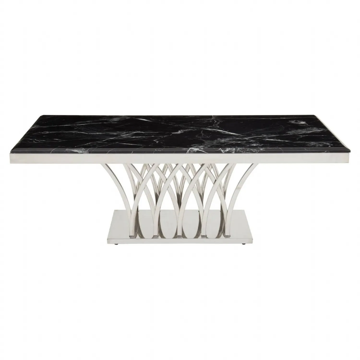 Arenza Black Marble And Silver Coffee Table