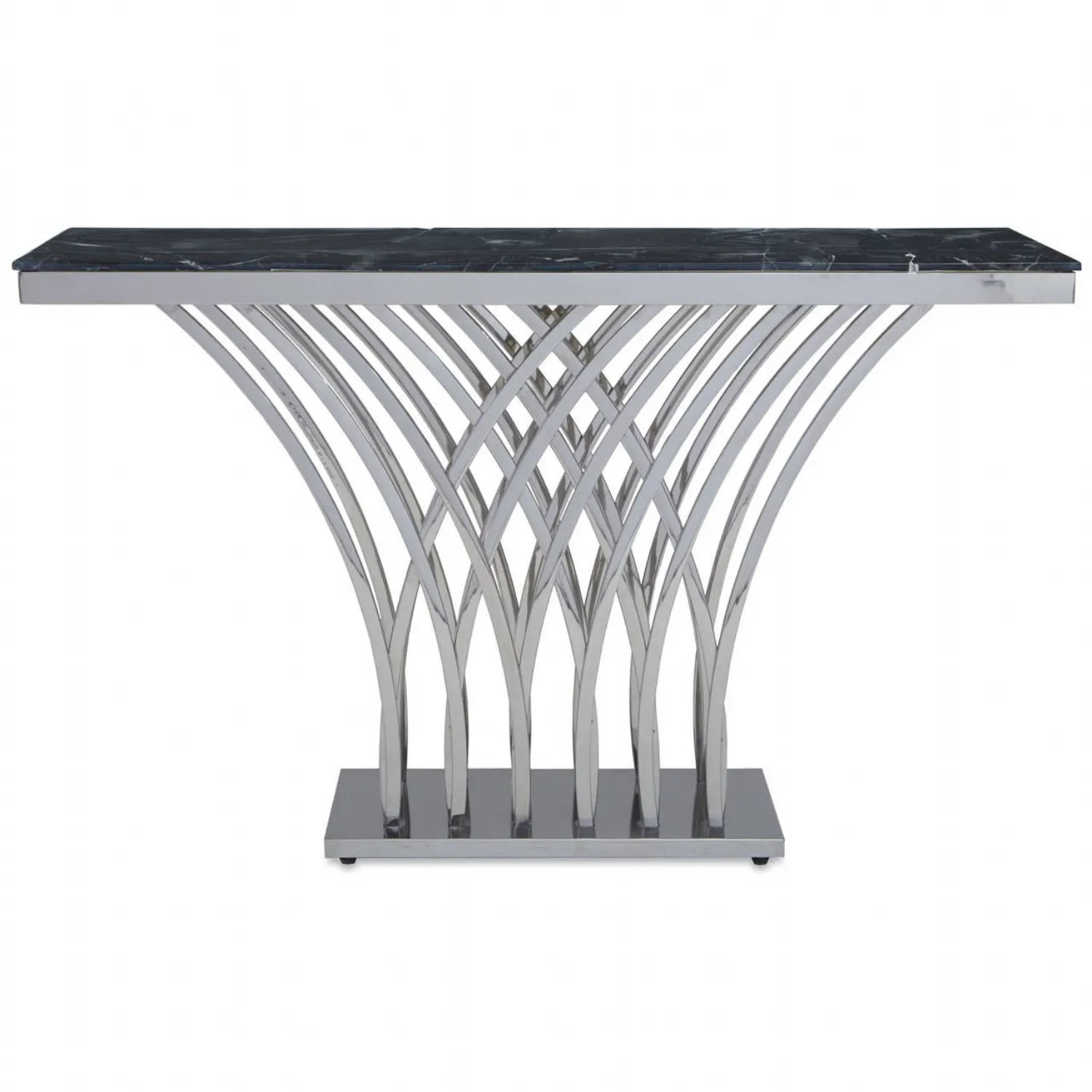 Arenza Black Marble And Silver Console Table