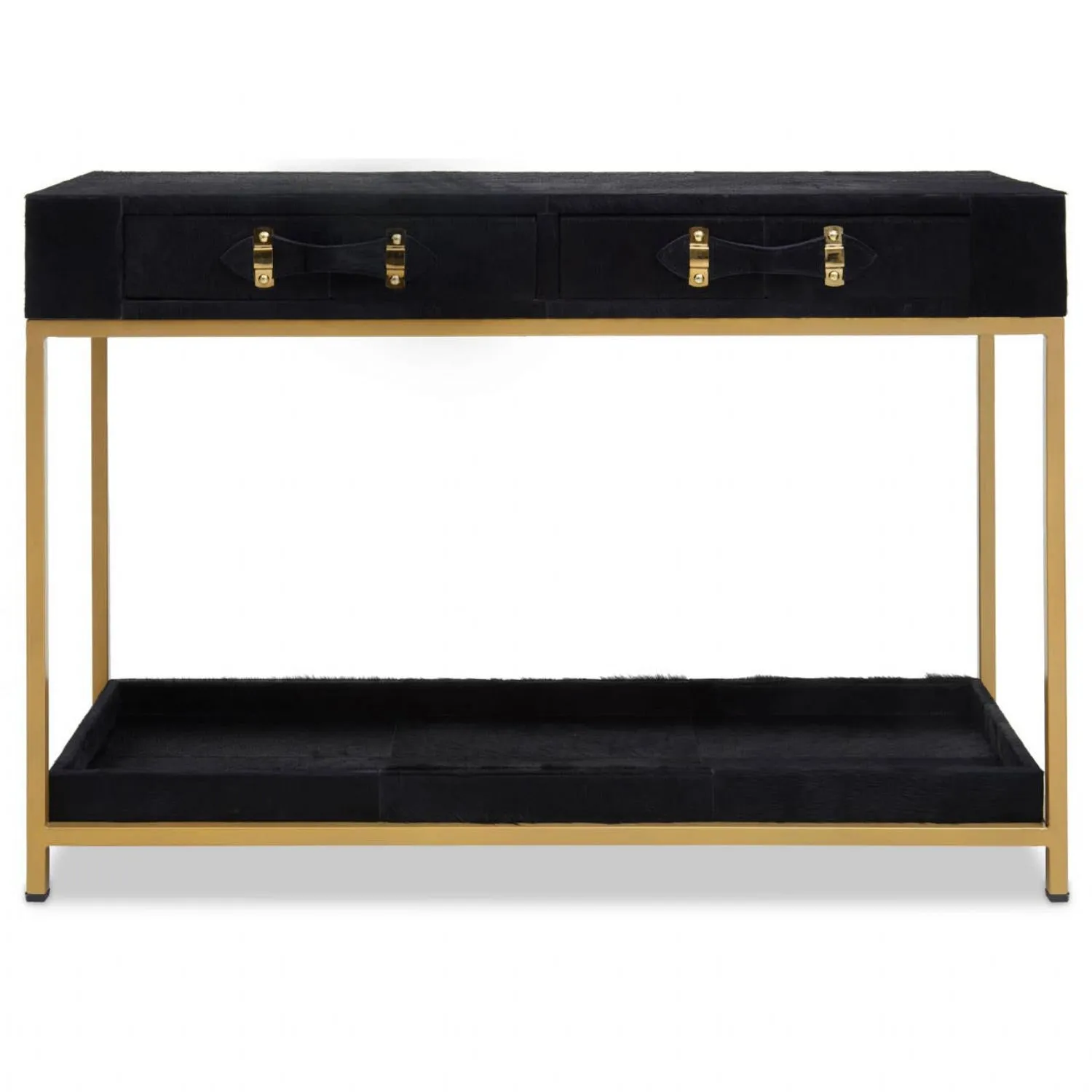 Kensington Townhouse Hair on Hide Black and Gold Console Table