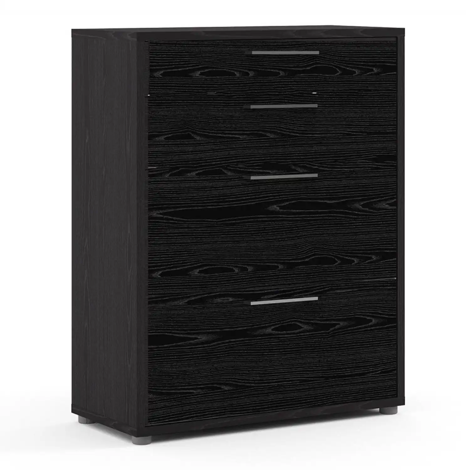 Bookcase 2 Shelves With 2 Drawers 2 File Drawers in Black woodgrain