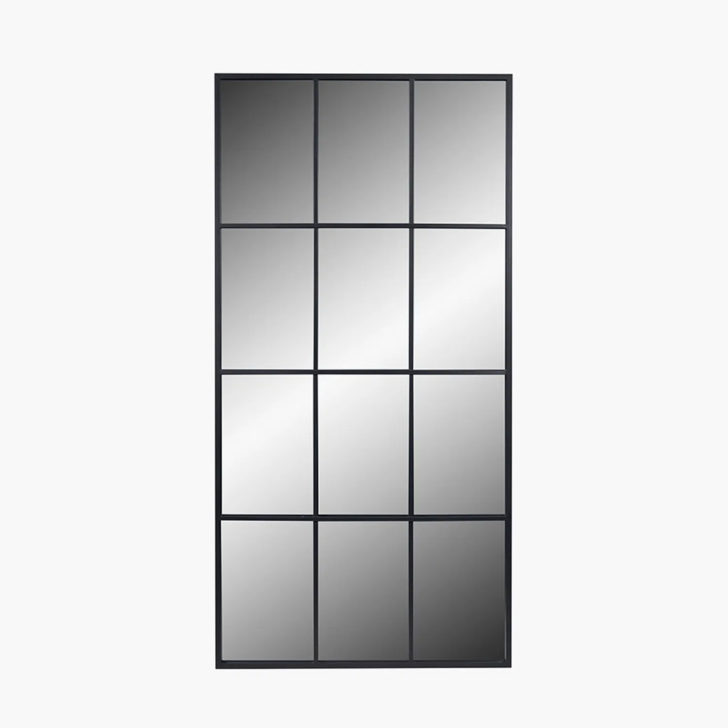 Large Dark Grey Metal Floor Standing Window Mirror