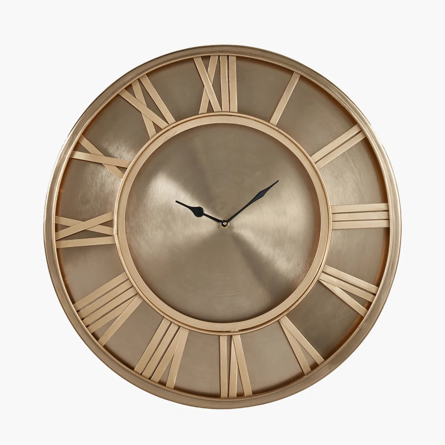 Antique Brass Gold Finish Metal Round Wall Clock