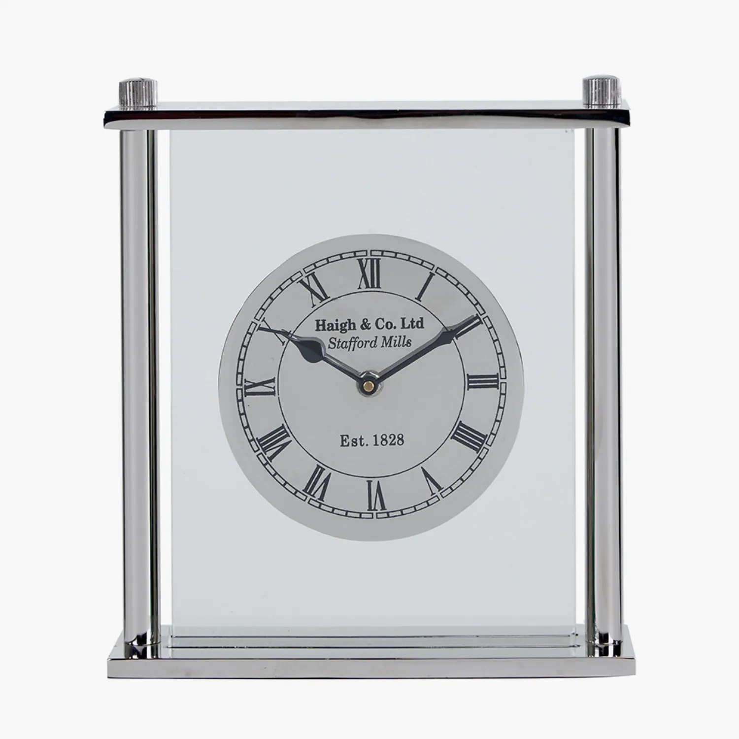 Silver Metal Glass Floating Clock Face Square Table Clock