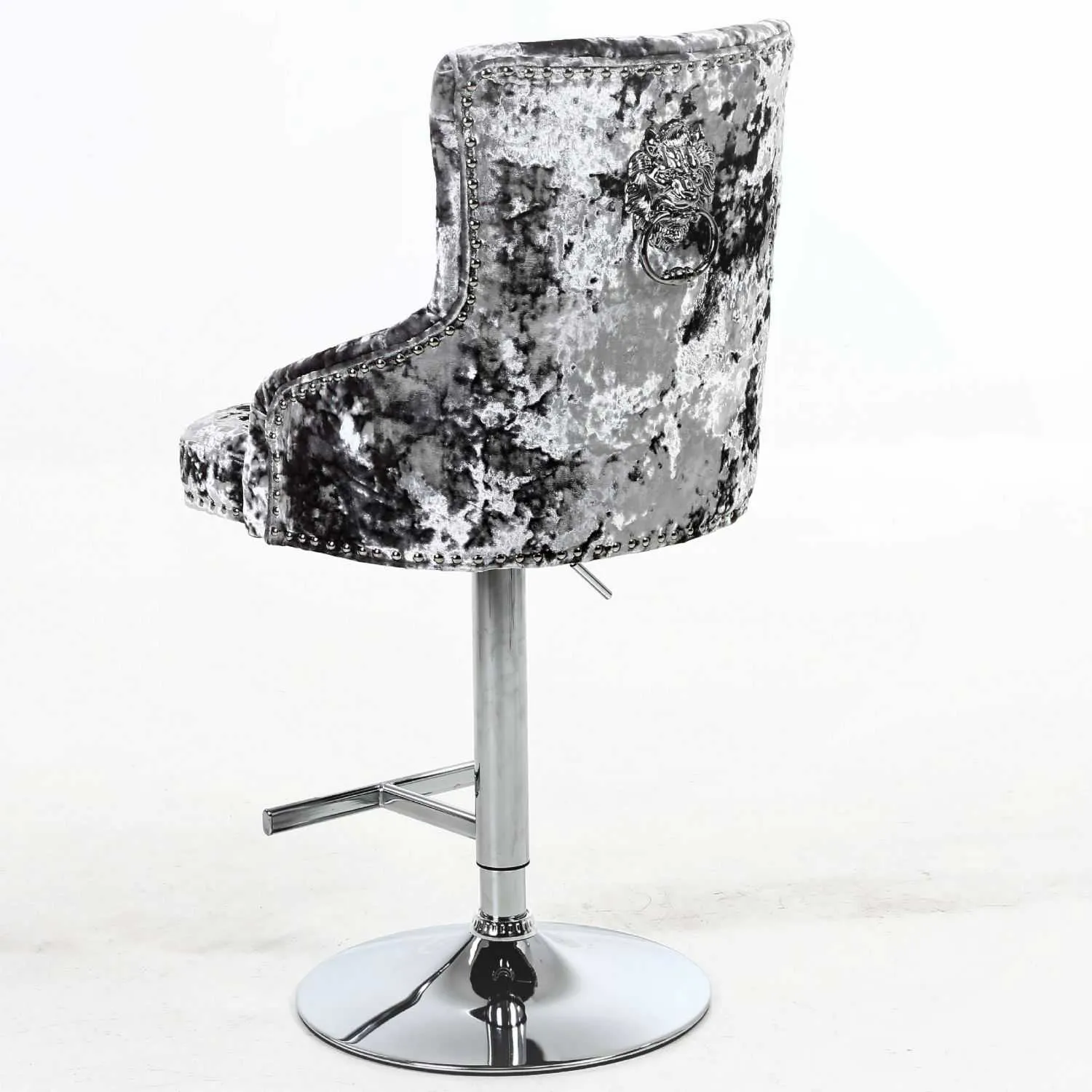 Minister Fabric Barstool Double Crush Silver