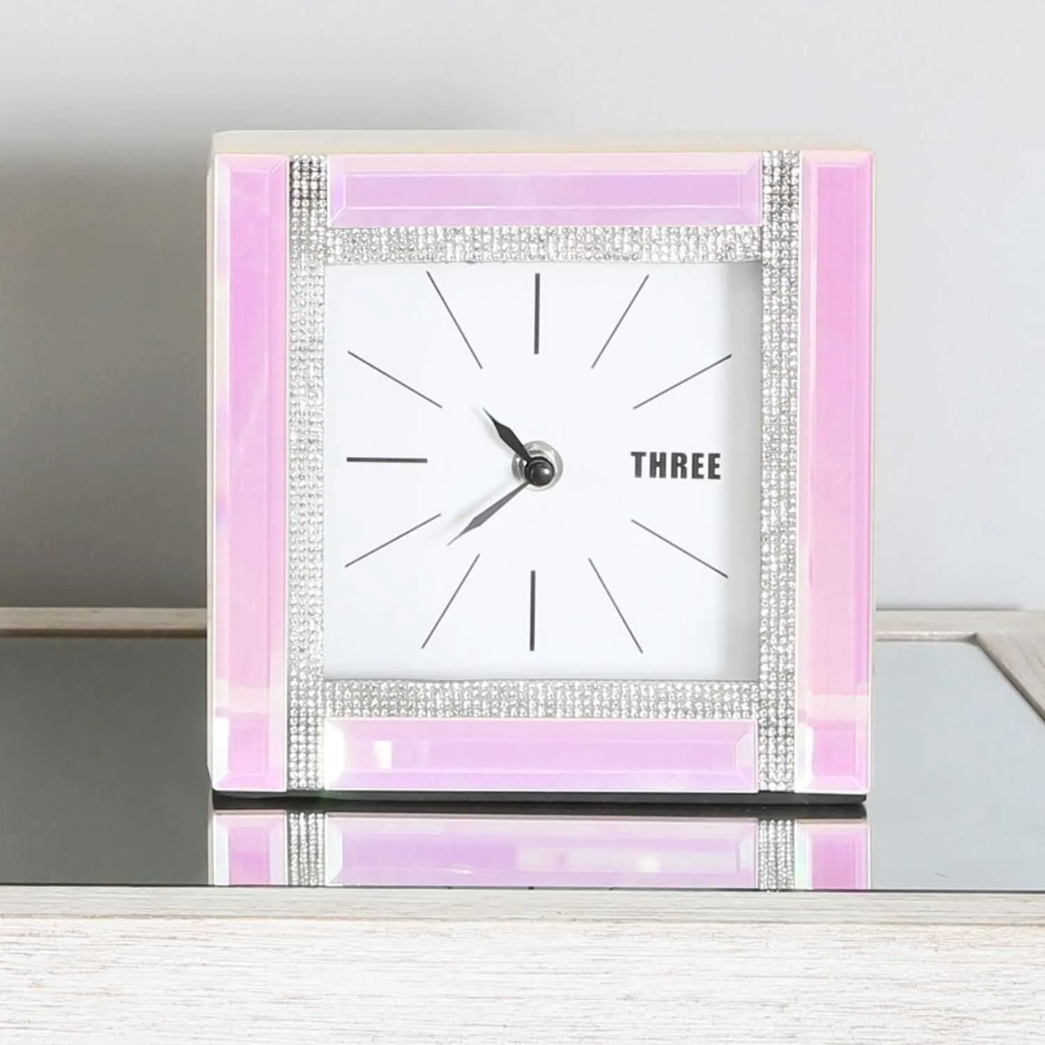Value Glitz And Lustre Pink Table Clock